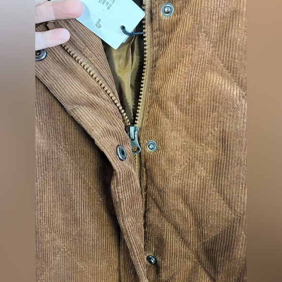 A Loves A Brown Quilted Corduroy Jacket Zip Snap Medium NWT - Picture 6 of 9